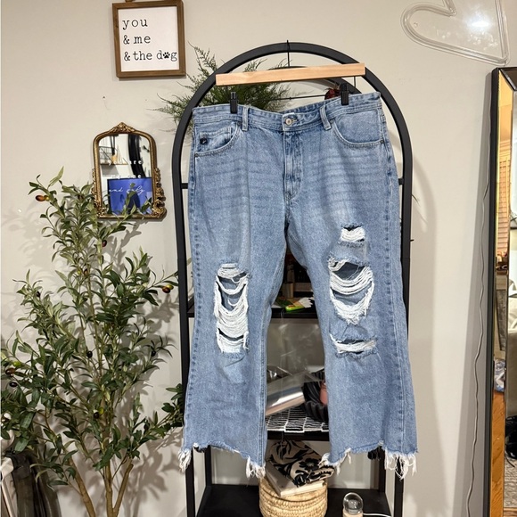 KanCan Blue Distressed Ankle Jeans straight leg size 32 - Picture 1 of 11